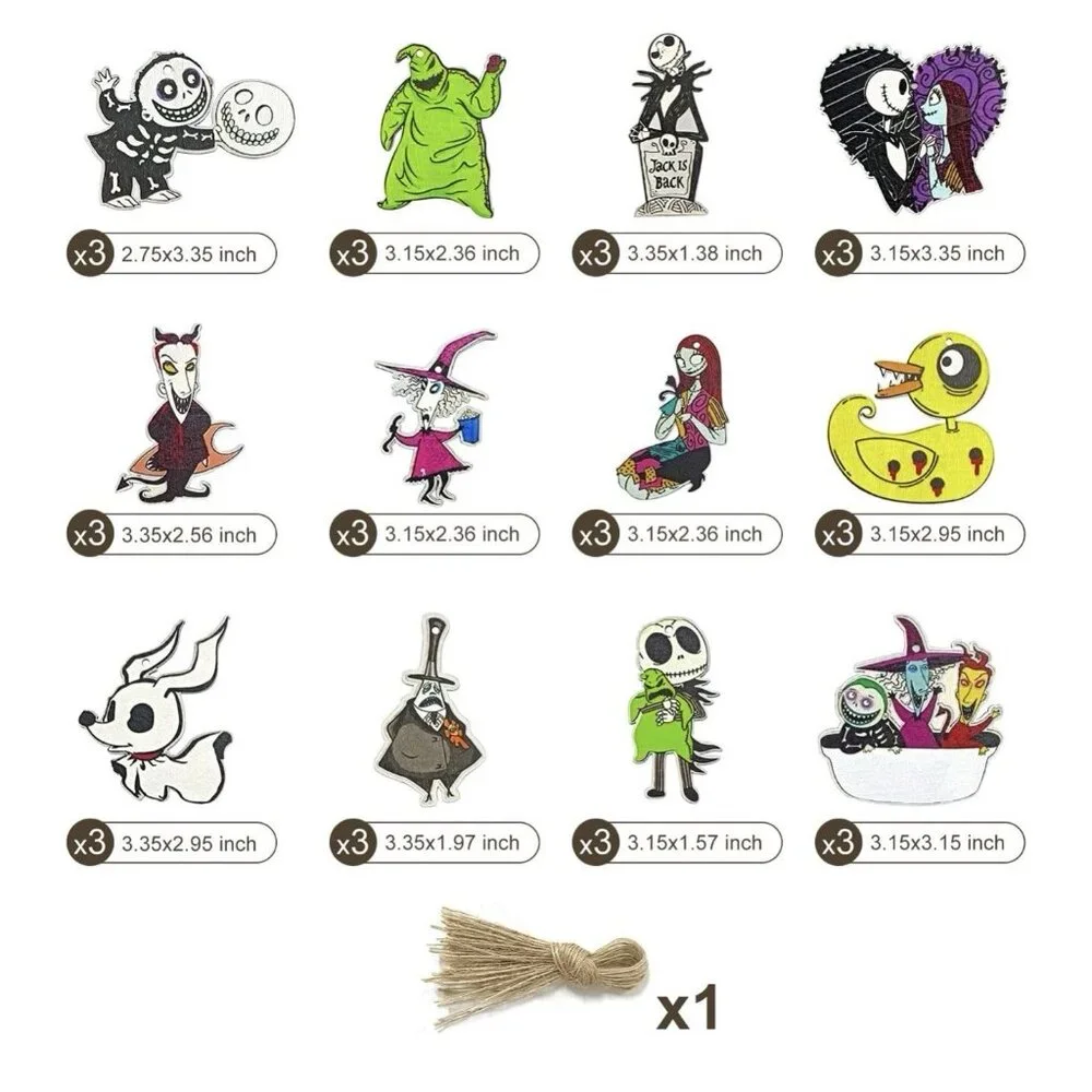 37 Pcs Halloween Christmas Nightmare Ornaments Halloween Christmas Nightmare Woo
